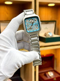 Rado light Blue Skeleton Square Watch