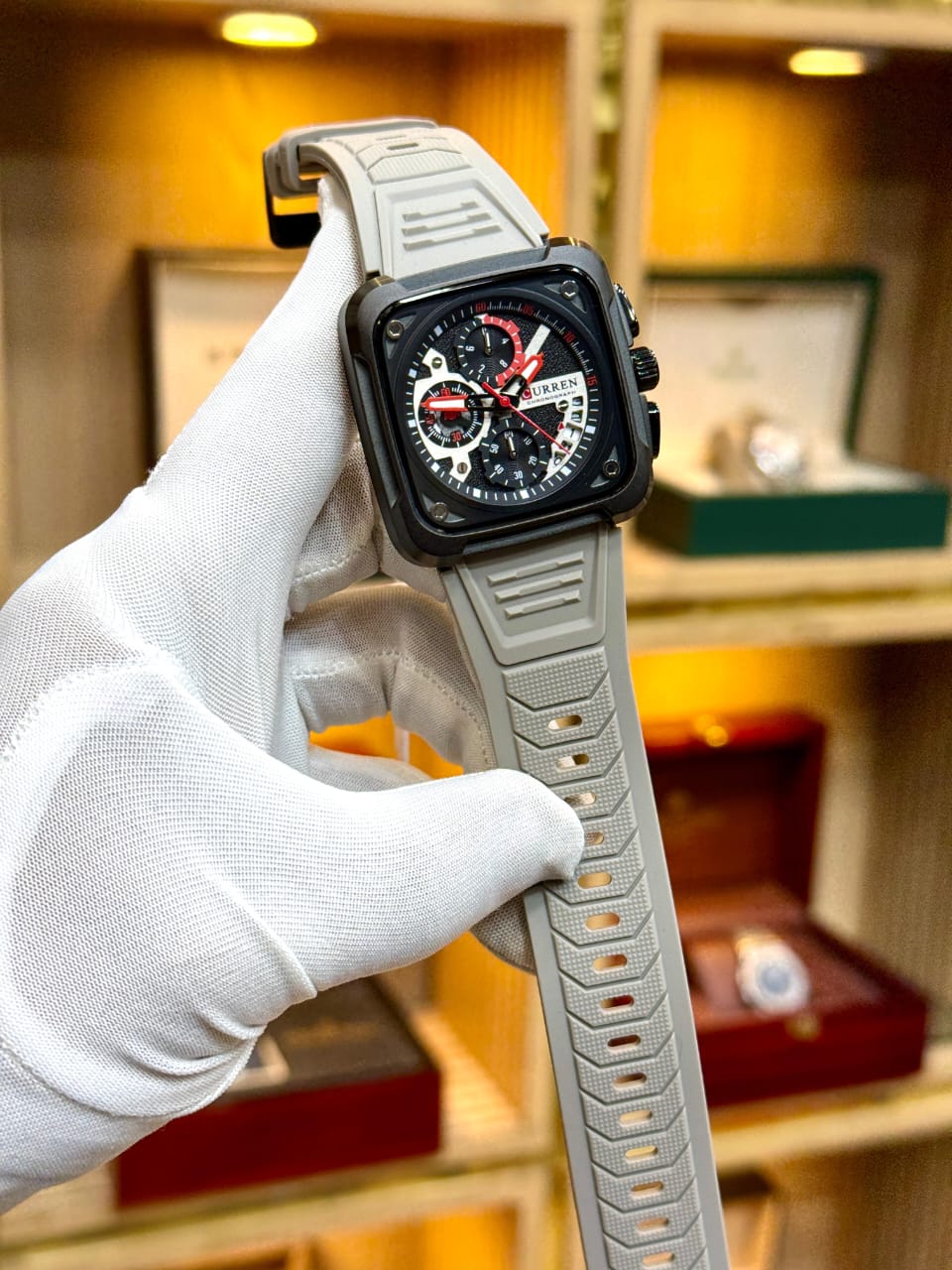 Curren Sporty Chronograph Watch - Grey strap