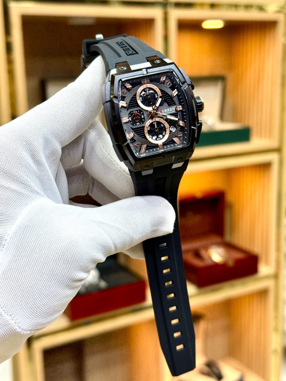 Curren Luxury Chronograph – Black (Golden ring)