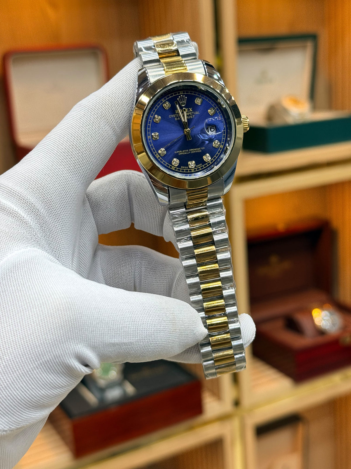Rolex datejust Twotune Blue