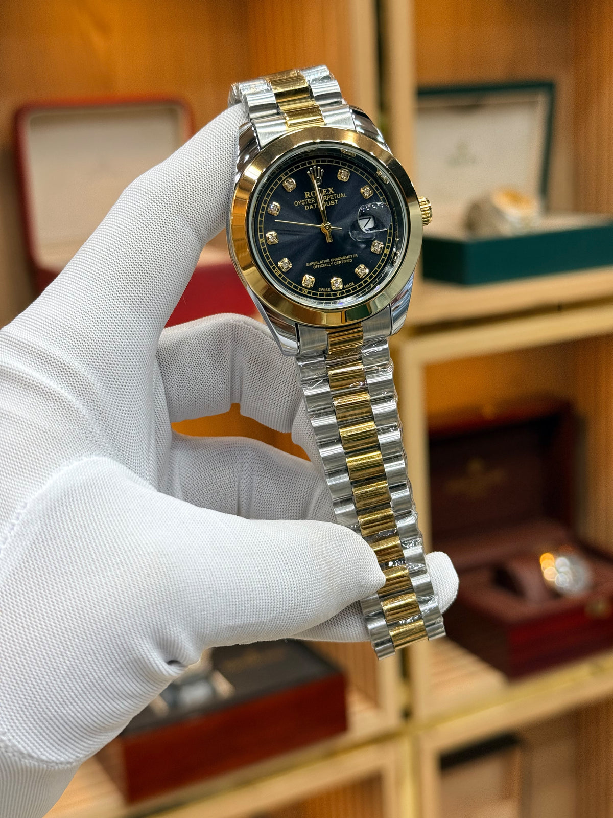 Rolex datejust twotone black