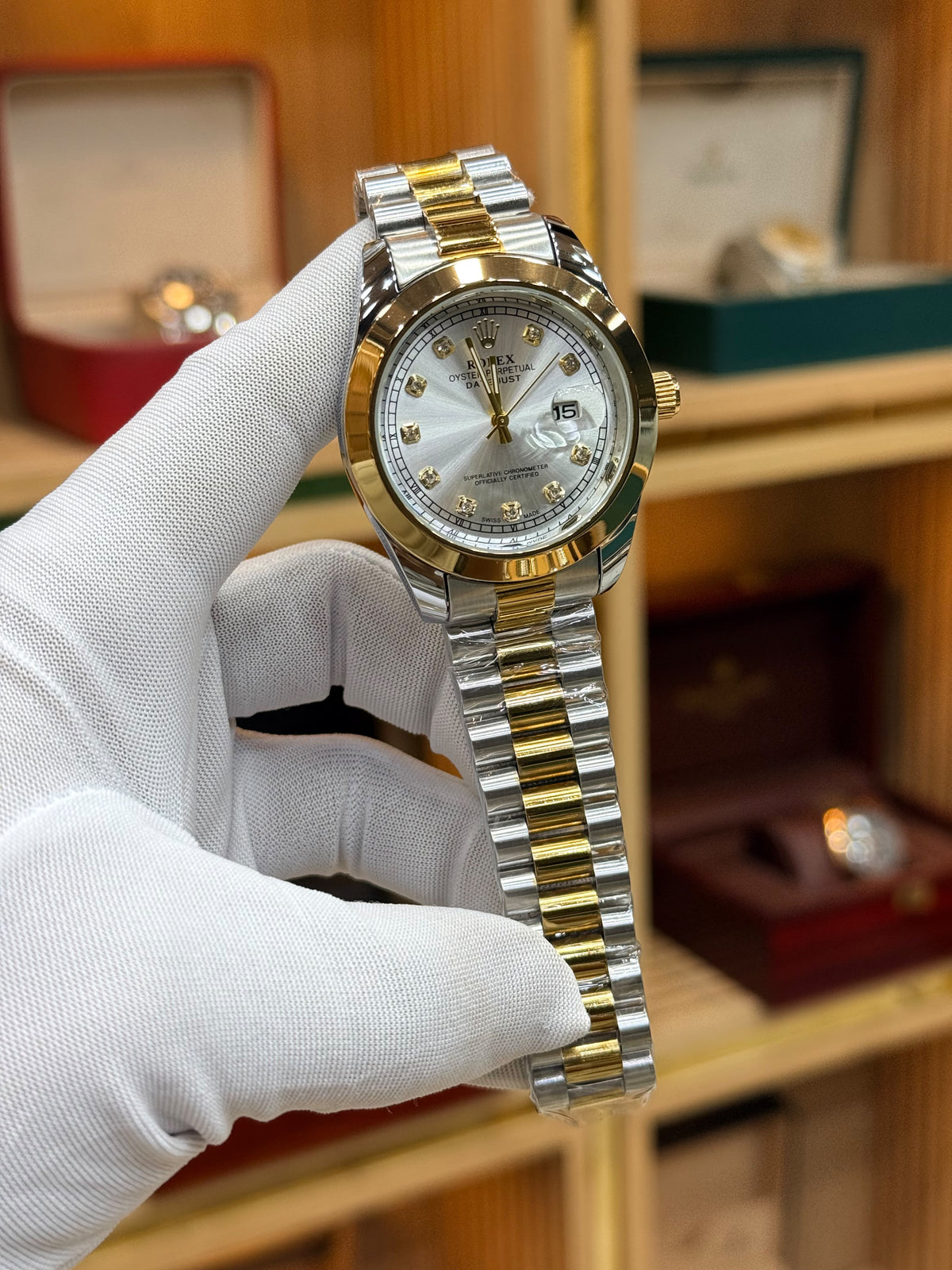 Rolex datejust Twotone white dial